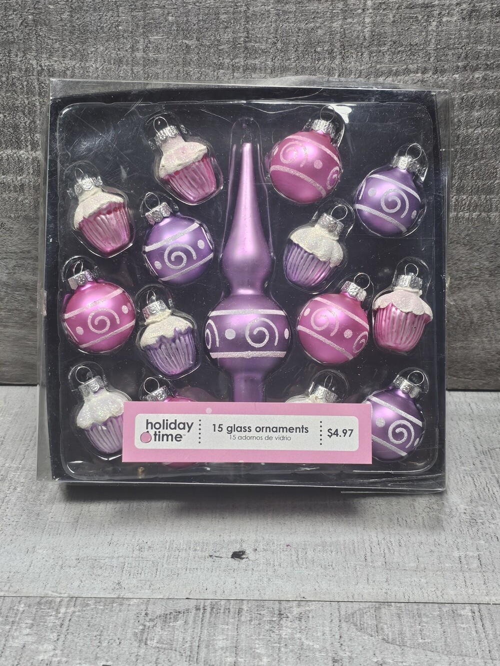 Target 15 Count Holiday Mini Pink Purple Cupcake Ornaments Christmas New G10a